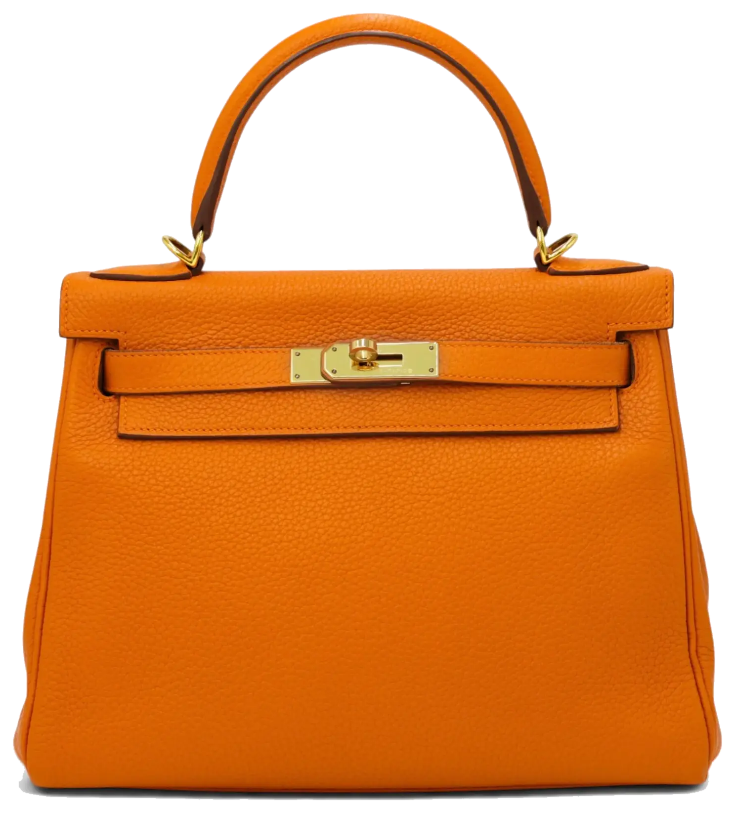 Orange Hermès Kelly bag with gold hardware