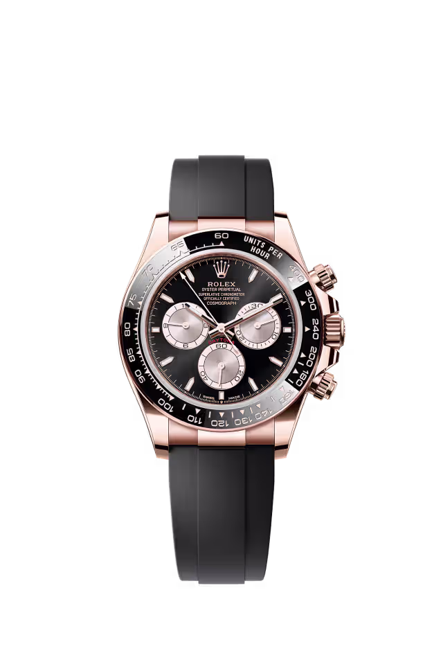 Rolex Cosmograph Daytona reference 126515LN in 18 kt Everose gold on Oysterflex